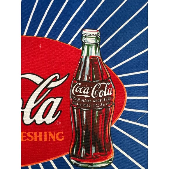 Coca-Cola Vintage Fabric Upholstery Canvas Panels 2-Pack Cotton 18"x18" Blue Red - Picture 5 of 7